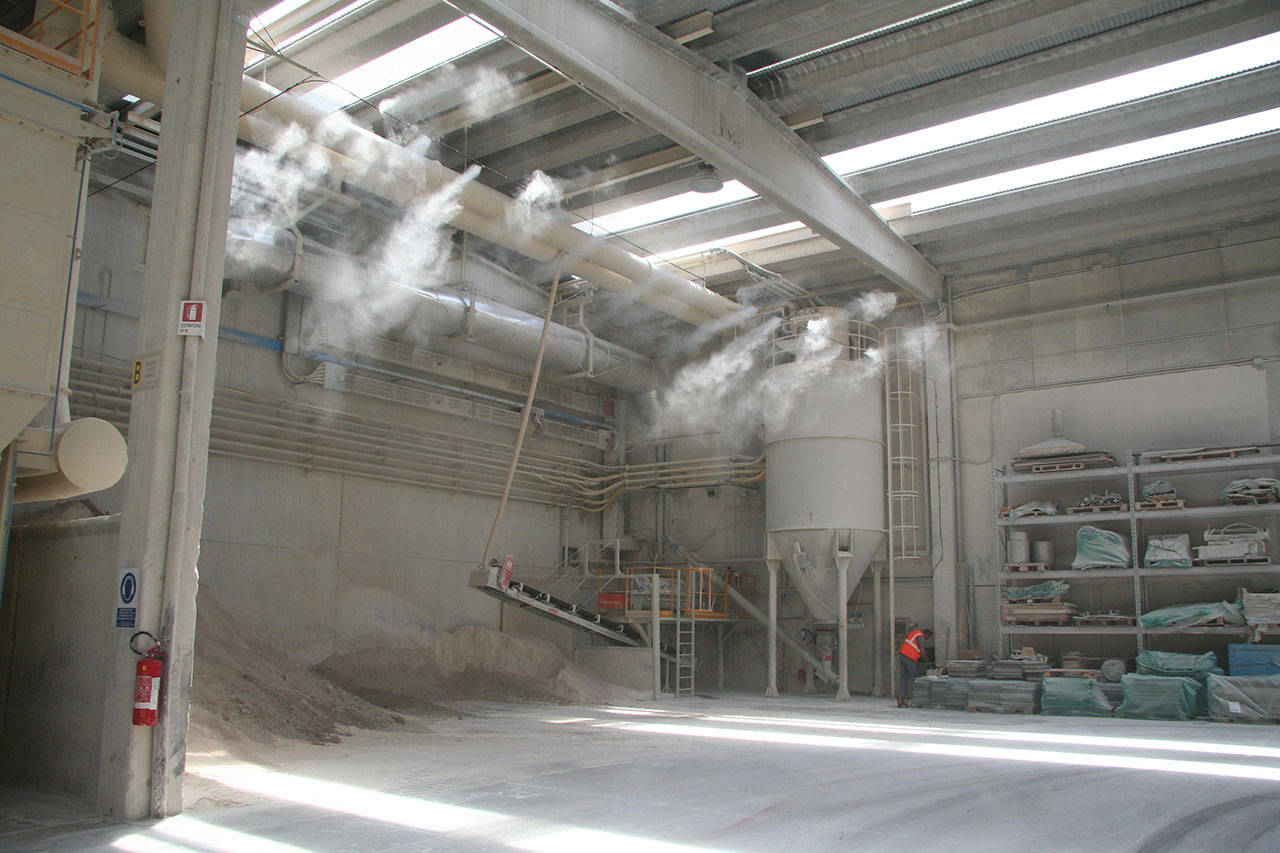Abbattimento delle polveri in cantiere con nebbia secca